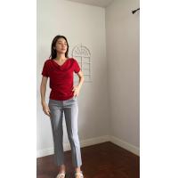 ราคา 410เสื้อคอถ่วง แขนสั้น ผ้าสลาฟ (21366127270)