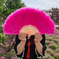 ราคา พัดขนนกสีดำลายนกยูงสไตล์ฮั่นฝูพัดขนนกสำหรับเดินแบบกี่เพ้าพัดแบบพับพัดแบบมืดพัดนกยูงแขวนผนัง (8193251510)