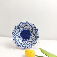 ราคา จานเชิงถวายพระ พานเชิง 8 นิ้ว พานตัดขา พานเซรามิค ลายไทย ลายคราม เซรามิคเคลือบอย่างดี เนื้อเงางาม (21290533208)