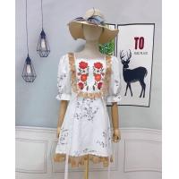 ราคา เดรสขาวลายดอก อกปักดอกสวย แต่งระบายลูกไม้สีน้ำตาล Size S งานป้าย Love Lady (17509507005)