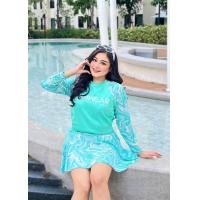 ราคา ชุดว่ายน้ำสาวอวบอ้วน เสื้อแขนยาว กระโปรง ลายแฟนซี (21317997445)