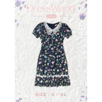 ราคา S XL 9440 งานป้าย Dress World เดรสสั้น ลายดอก ปกลูกไม้ ชายระบาย แต่งกระดุมมุก ดีเทลสวย ใส่ได้ทุกงาน ต้องมีไว้น๊าา (21502022996)