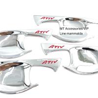 ราคา yaris ATIV ปี 2017 2020 เบ้ากันรอย ยาริส เอทีฟ สีโครเมี่ยมโลโก้แดง (1748532232)