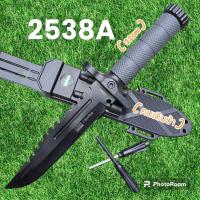 ราคา อุปกรณ์เดินป่า มีดพก มีดใบตาย มีดเดินป่า รุ่น2538A USA ใบดำ มีดพก มีดใบตาย มีดเดินป่า พร้อมแท่งจุดไฟ 33cm (19144715025)