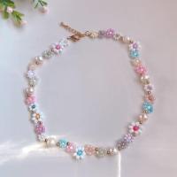 ราคา Pantheadesign มุกแท้ สร้อยคอลูกปัดร้อยสลับมุกแท้ สีพาสเทล (16209840466)