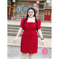 ราคา D21 เดรสสั้นเสื้อผ้าสาวอวบแต่งแขนลายดอกไม้สีแดงเสื้อผ้าสาวอวบอ้วนplussize (21429574842)