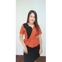 ราคา A17 เดรสสาวอวบ ผ้ายืดวูลเวฟ โบว์เฉียง ผ้าพื้นสลับสี กระโปรงสอบ (4076204136)