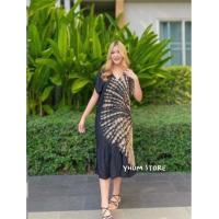 ราคา เดรสมัดย้อมผู้ใหญ่คอวี ผ้าสปันแต่งชายระบาย (21404397945)