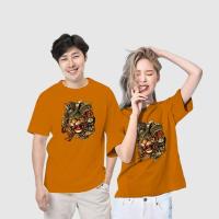 ราคา เสื้อยืดคอกลมสกรีน พิมพ์ลายหัวเสือซามูไร เสื้อคู่รักไม่ร้อน เสื้อconton100 (20930858469)