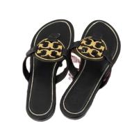 ราคา Tory burch HongKong TORY BURCH TB leather flat bottom soft womens flip flops (20602464992)