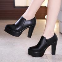 ราคา รองเท้าแพลตฟอร์มพื้นหนาส้นตึกใส่ทำงานรองเท้าชั้นเดียวส้นหนากันน้ำรองเท้าส้นสูงหนังแท้รองเท้าผู้หญิงไซส์ใหญ่ใส่ช่วงฤดูใบไม้ร่วงและฤดูหนาวสำหรับผู้หญิงรองเท้าทำงานปากลึก (11742808019)