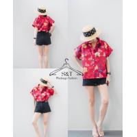 ราคา เชิ๊ตคอปกไหมอินเดีย 100 อัดกาวทั้งตัวสีแดงสดสวยๆค่ะ (21356470133)