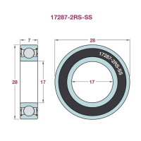 ราคา 17287 RS 17 x 28 x 7 mm HYBRID CERAMIC Si3N4 BALL BEARING 17287 RS ลูกปืนเม็ดกลม เซรามิค เกรด G5 ฝาปิดยาง 1 ตลับ (3655414161)
