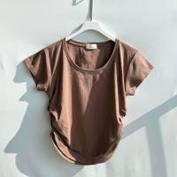 ราคา เสื้อยืด เอวสับ เสื้อแฟชั่นสาว สาวอวบ ผ้าคอตตอลซูพรีม นุ่ม UY15 (21397774442)
