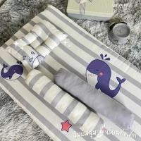 ราคา ที่นอนเด็กทารกแรกเกิด ฟรีหมอนหลุม1ใบ แถมหมอนข้างกันสะดุ้ง2ใบที่นอนแบบพกพา (20614577765)