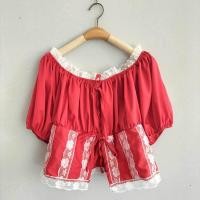ราคา 40 พร้อมส่ง เสื้อเปิดไหล่แขนตุ๊กตาแต่งลูกไม้สาวพลัสไซส์ มี3สี (21396896141)