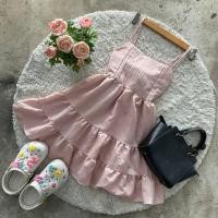 ราคา มินิเดรส สายเดี่ยว สีหวานพาสเทล ทรงบานชายระบาย (17533697751)