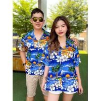 ราคา เสื้อฮาวายลายดอกชบามาใหม่ใส่คู่ชายหญิงฟรีไซร์อก32 44 (21483535305)