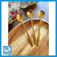 ราคา ช้อนกาแฟ ช้อนขนม ช้อนชงกาแฟ รูปลายดอกไม้ สีทอง 3ชิ้น ชุด 12ซม รหัสSS YG3 (1131210819)