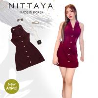 ราคา งานป้าย NITTAYA การันตีเสื้อผ้าคุณภาพ เดรสแขนกุดแต่งกระดุมเรียงยาว มี 2 สีชมพูกับสีแดง เรียบหรูดูแพง (21050071522)