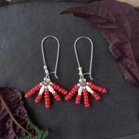 ราคา ต่างหูแฮนด์เมด Kidney Wire เงินปกาเกอะญอ ลูกเดือย ลูกปัดแก้วเก่าสีแดง เงินกะเหรี่ยง เงินแท้ ต่างหูเจาะ ตุ้มหู (16866392344)