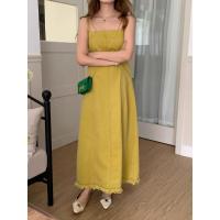 ราคา CHAWY Denim vest dress C4391 เดรสยาวสายเดี่ยว เดรสยีนส์สายเดี่ยว มี 2 สี เหลือง ม่วง (21461601171)