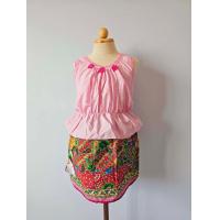 ราคา ชุดเด็กเสื้อคอกระเช้าโบว์พร้อมกระโปรงซิ่นสั้น แฟชั่นสงกรานต์ (21378188236)