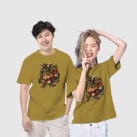 ราคา เสื้อยืดคอกลมสกรีน พิมพ์ลายหัวเสือซามูไร เสื้อคู่รักไม่ร้อน เสื้อconton100 (20930858496)