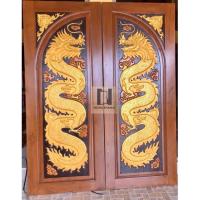 ราคา ประตูไม้สักคู่แกะลายมังกร (20665583702)