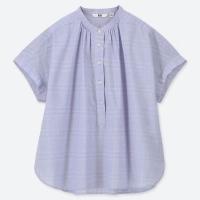 ราคา UNIQLO เสื้อเบลาส์ คอจีน แขนสั้น SOFT COTTON SHORTS SLEEVE BLOUSE (21378886539)