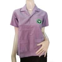 ราคา เสื้อสาธารณสุขผู้หญิง สีม่วงริ้วขาว แบบปักตรา มีทั้งคอกลม คอปก เสื้ออนามัย เสื้อสาธารณสุข เสื้อสาธา เสื้อกาวน์ (21148067531)