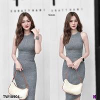 ราคา เดรสยาว ผ้าไหมพรมเนื้อดี แขนกุด NL18904 (21416968025)