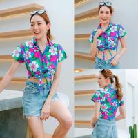 ราคา เสื้อผูกเอวลายดอก ผ้าคอตตอน100 เสื้อสงกรานต์น่ารัก 301 (21432854486)
