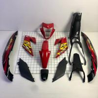 ราคา ชุดสีแฟริ่งรถsonic125 โซนิคตัวใหม่ สีแดงดำลายปี2004 11ชิ้น ชุดดำด้าน พร้อมติดสติ๊กเกอร์ (9157332993)