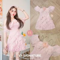 ราคา VR มินิเดรสสายเดี่ยว แต่งแขนระบายชั้นๆ งานสวยผ้าเดี (20597181391)