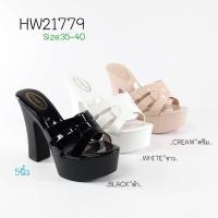 ราคา รองเท้าส้นหนา สูง 5 นิ้ว เสริมหน้า 2 นิ้ว หน้าไขว้ น้ำหนักเบา ใส่สบาย (21045119592)