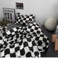 ราคา ผ้าปูที่นอน รัดมุม รวมผ้านวม ลายตาราง ลายตารางสีขาวดำ ลายขาวดำ ครบเซ็ต 6 ชิ้น ผ้านุ่มสบาย ซักง่ายแห้งเร็ว ขนาด 3 5 5 6 ฟุต (19223654268)