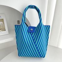 ราคา New Striped Knitted Mini Tote Bag Women Girl Casual Shoulder Bag Student Handbag Retro Commuter Bucket Bag Money Purse 28x18cm (19834287598)