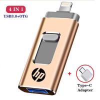 ราคา HP OTG three in one flash drive 32GB 64GB 128GB 256GB 512GB suitable for iPhone iPad Pro Android pen drive (21294080161)