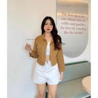ราคา เสื้อคลุม เสื้อแจ็คเก็ตผ้ายีนส์นุ่มๆสีน้ำตาลทอง รุ่นกระเป๋าตรง (20903169466)
