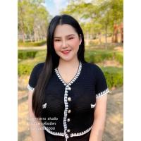 ราคา เสื้อไหมพรม สาวอวบ แขนสั้น แต่งกระดุม ทอง เงิน (20528829837)