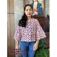 ราคา เสื้อแขนกระดิ่ง ผ้าฝ้ายพิมพ์ลายเชียงใหม่ (10060974808)