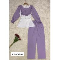 ราคา รุ่นเดซี่รุ่นเซ็ทเสื้อกางเกงสีพื้นขายาวมุสลิม แฟชั่นอิสลามใส่คาเฟ่ (21304087898)