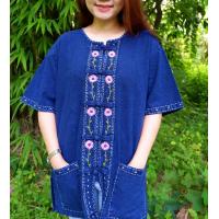 ราคา เสื้อหม้อฮ่อมฟอกนิ่มปักลายดอกไม้ ใหม่ ใส่สบายผ้านิ่ม (15708649887)