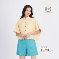 ราคา C D เสื้อผู้หญิง คลาสสิค สไทรพ ปกเชิ้ต แขนสั้น สีเหลือง CAFWYE (21401390483)