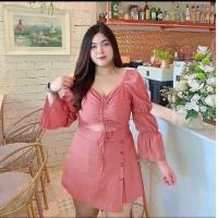 ราคา แฟชั่นสาวอวบชุดเซ็ทขาสั้นกางเกงกระโปรงผ้าลินินเสื้อแขนญาญ่ารูดหน้า (20763874061)