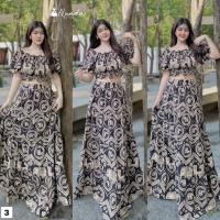 ราคา Set2ชิ้น ชุดเซทลายช้าง เซทเสื้อครอปดอลลี่ กระโปรงยาวขนมชั้น (21529078519)
