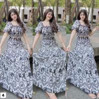 ราคา Set2ชิ้น ชุดเซทลายช้าง เซทเสื้อครอปดอลลี่ กระโปรงยาวขนมชั้น (21529078520)