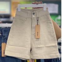 ราคา B5L NN002 กางเกงยีนส์ขาสั้นผู้หญิง 2กระดุมเงิน เอวสูง สายแฟชั่น ไซส์25 34 NN แนวเกาหลี (17177748531)