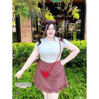 ราคา สาวอวบ กระโปรงกางเกงสาวอวบ กระโปรงกางเกง ลายไทย แต่งชายระบาย ใส่สงกรานต์ เอว 30 32 34 36 38 (21477478585)